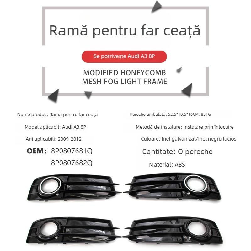 Cadru pentru farul de ceață și bara față pentru Audi A3 8P S-Line, 2009-2012, piesa 8P0807681Q