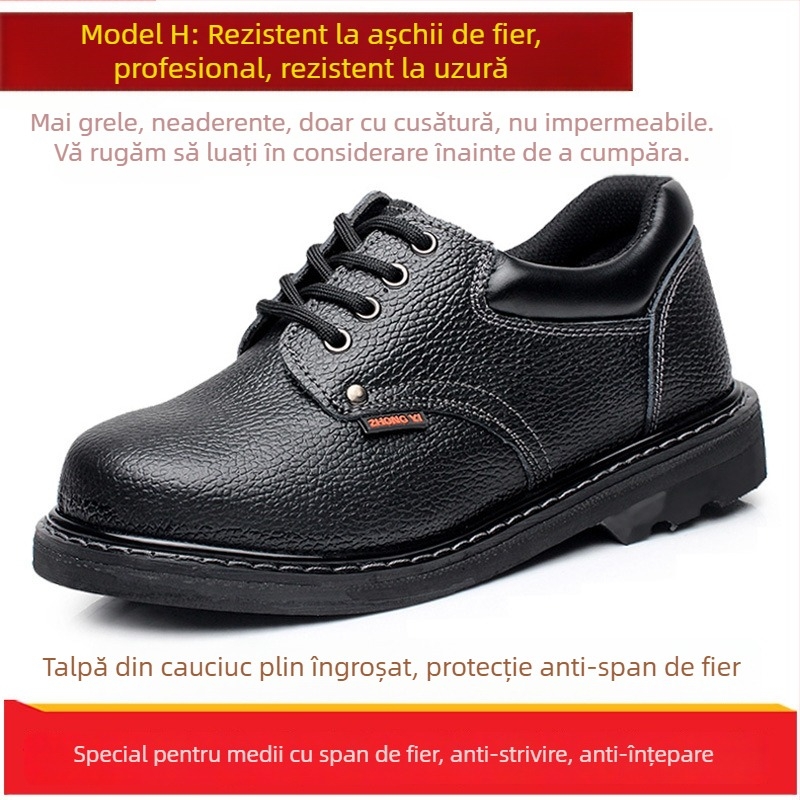 Pantofi de protecție pentru muncă pentru bărbați, vara respirabili, ușori, cu vârf din oțel, protecție la lovire și perforare, anti-odor