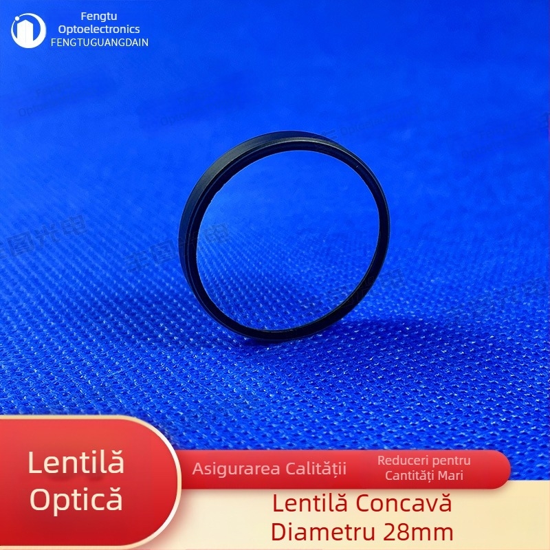 Lentilă concavă, diametrul 28 mm, distanța focală −60 mm, sticlă optic, lentilă cu prismă dublă pentru experimente studențești