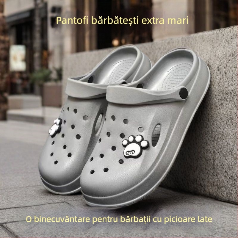 Pantofi bărbați Crocs cu găuri, mărime mare, sandale de vară cu talpă groasă