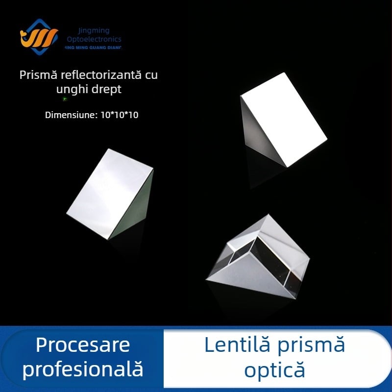 Prismă unghi drept 90° cu strat reflectorizant, 10 mm, pentru experimente optice și prelucrarea lentilelor