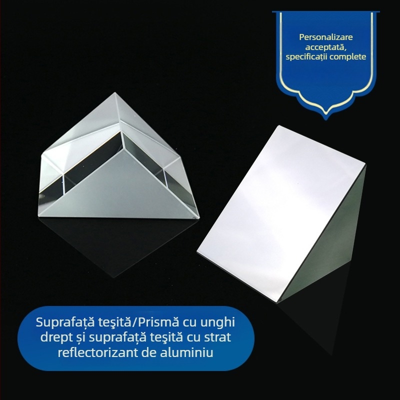 Prismă unghi drept 90° cu strat reflectorizant, 10 mm, pentru experimente optice și prelucrarea lentilelor