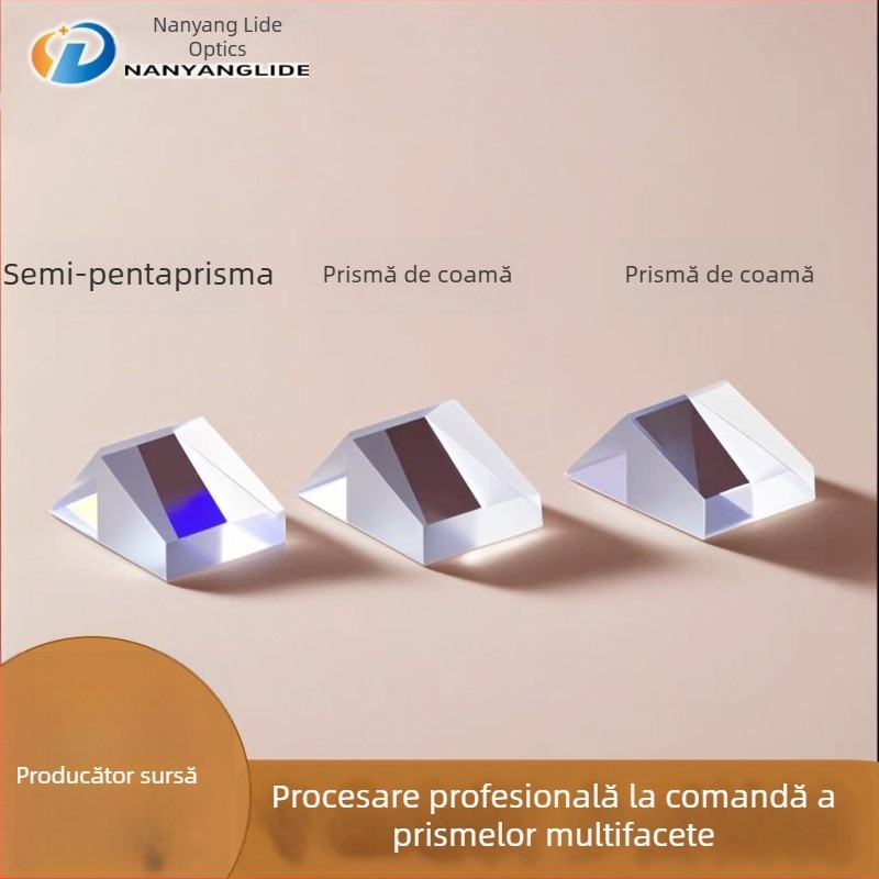 Lentilă de microscop cu semipenprismă, prismă de creastă, sticlă optică prelucrată, multifacetată polarizată, cu două fețe