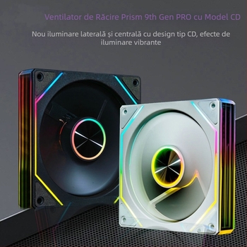 Ventilator pentru carcasă Prism a 9-a generație Pro ARGB, lentilă cu model CD, sincronizare iluminare, control PWM al temperaturii, funcționare silențioasă