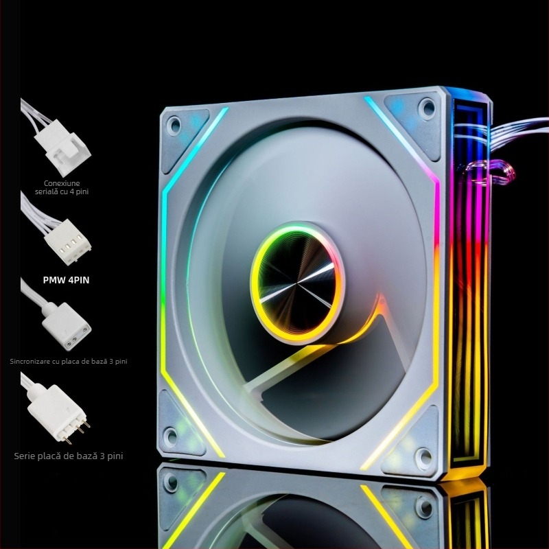 Ventilator pentru carcasă Prism a 9-a generație Pro ARGB, lentilă cu model CD, sincronizare iluminare, control PWM al temperaturii, funcționare silențioasă