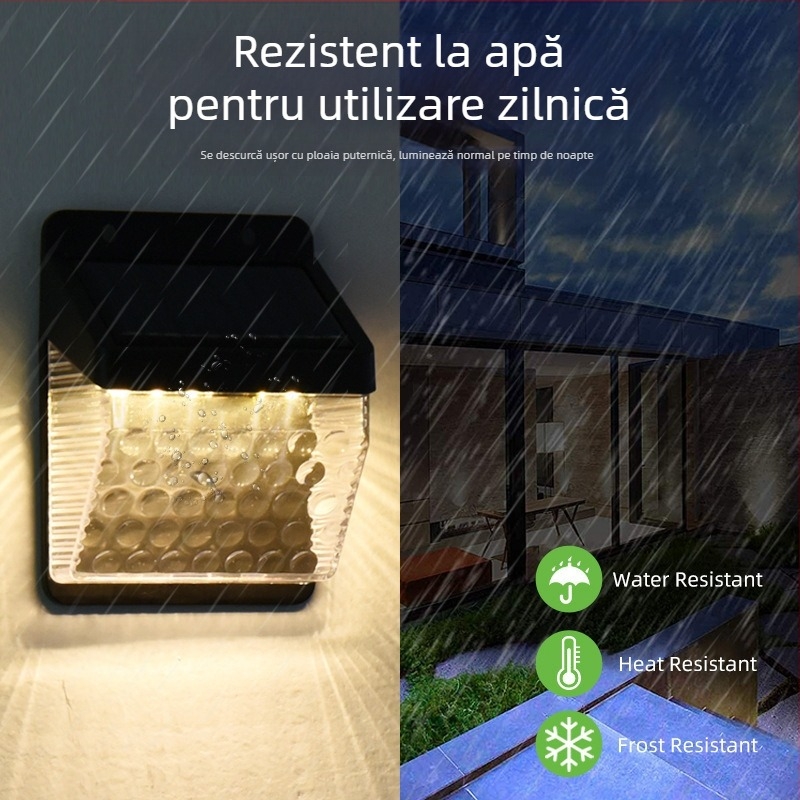 Lampa solară de exterior cu senzor de mișcare — LED impermeabil pentru grădină, scări și gard