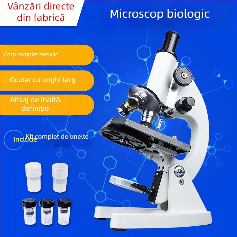 Microscop biologic cu optică HD, măriri de 1000x, 640x și 1600x pentru experimente științifice și predare