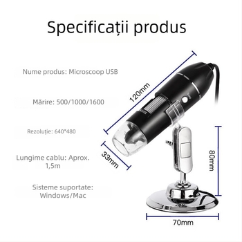 Microscop de mână pentru piele, foliculi de păr și scalp, lupă pentru telefon, macro, mare mărire, 4K