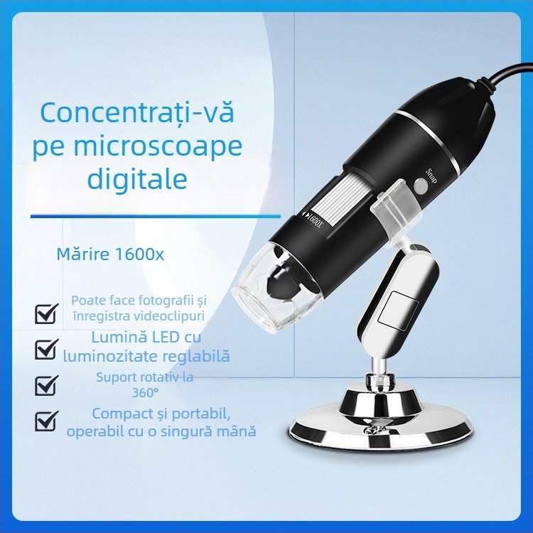 Microscop de mână pentru piele, foliculi de păr și scalp, lupă pentru telefon, macro, mare mărire, 4K