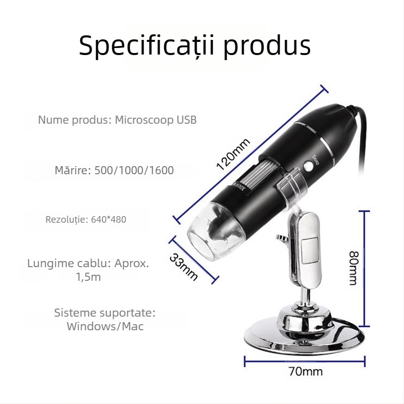 Microscop de mână pentru piele, foliculi de păr și scalp, lupă pentru telefon, macro, mare mărire, 4K