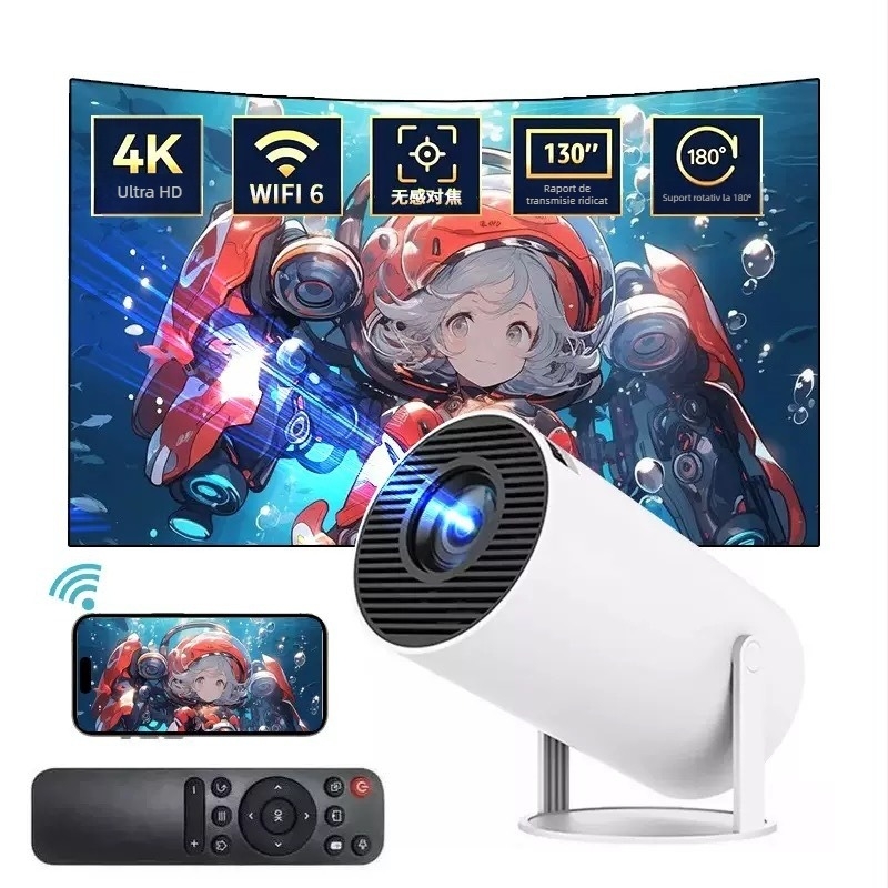 HY300 Proiector Inteligent Portabil pentru Home Theater, 1080p, până la 150 inch