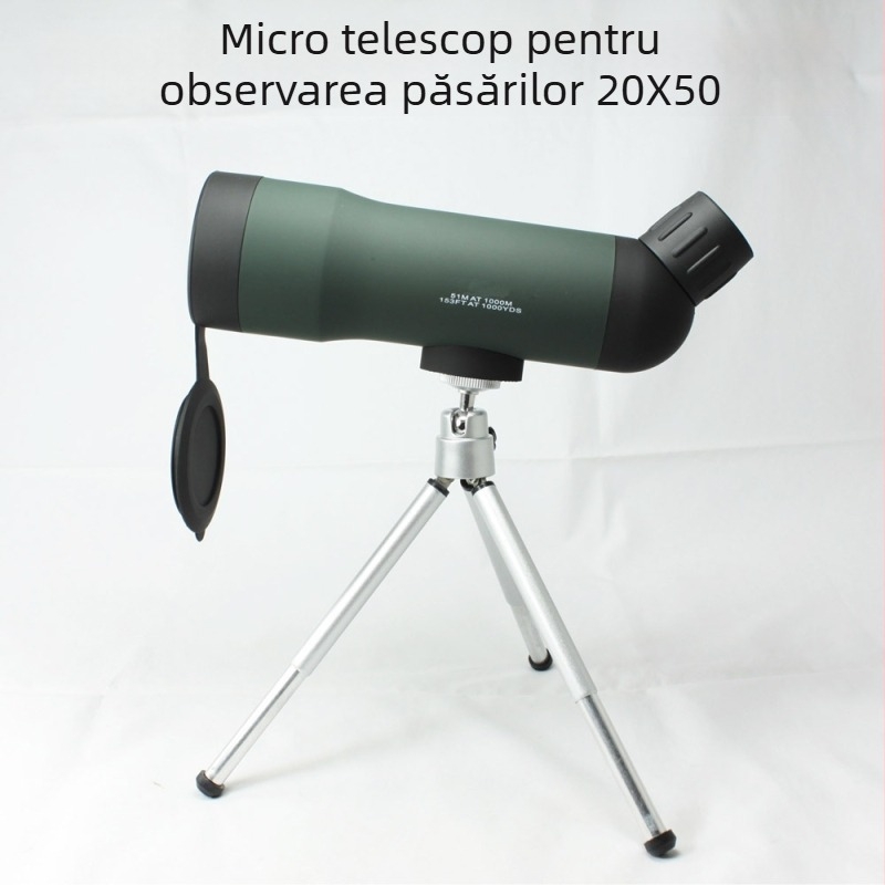 Monoclu 20x50, de buzunar, pentru observarea păsărilor, cu mărire mare și viziune nocturnă în lumină redusă