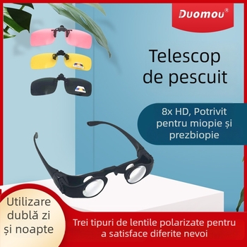 Telespectiv de pescuit 8x, cu montare pe cap, pentru observația plutelor, mărire și câmp vizual larg în exterior