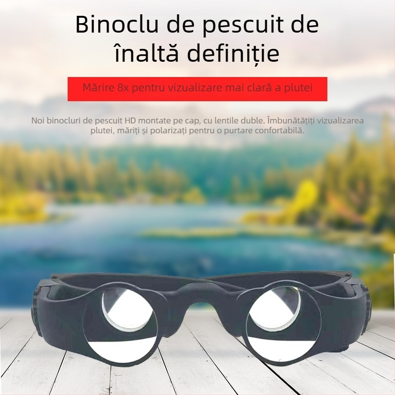 Telespectiv de pescuit 8x, cu montare pe cap, pentru observația plutelor, mărire și câmp vizual larg în exterior