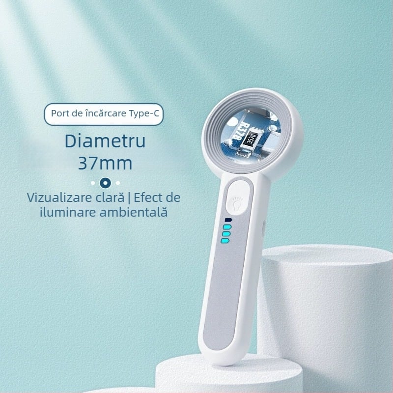 Lunetă USB reîncărcabilă cu mărire mare pentru reparații și evaluare, iluminare LED manuală, pentru plăci de bază electronice, bijuterii și ștampile de aur