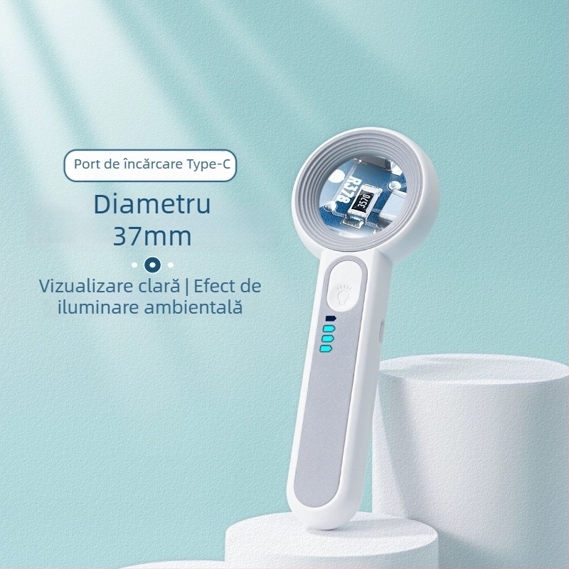 Lunetă USB reîncărcabilă cu mărire mare pentru reparații și evaluare, iluminare LED manuală, pentru plăci de bază electronice, bijuterii și ștampile de aur