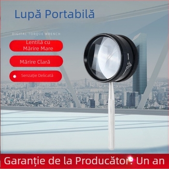 Lupă cilindrică metalică de mână, 35x mărire, lentilă de 50 mm, pentru identificarea antiquităților, chihlimbar și jad