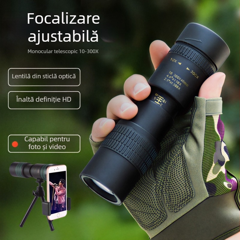 Telesco monocular cu mărire variabilă, înaltă definiție, nivel profesional, portabil pentru concerte, fotografie cu telefonul, observarea păsărilor în aer liber