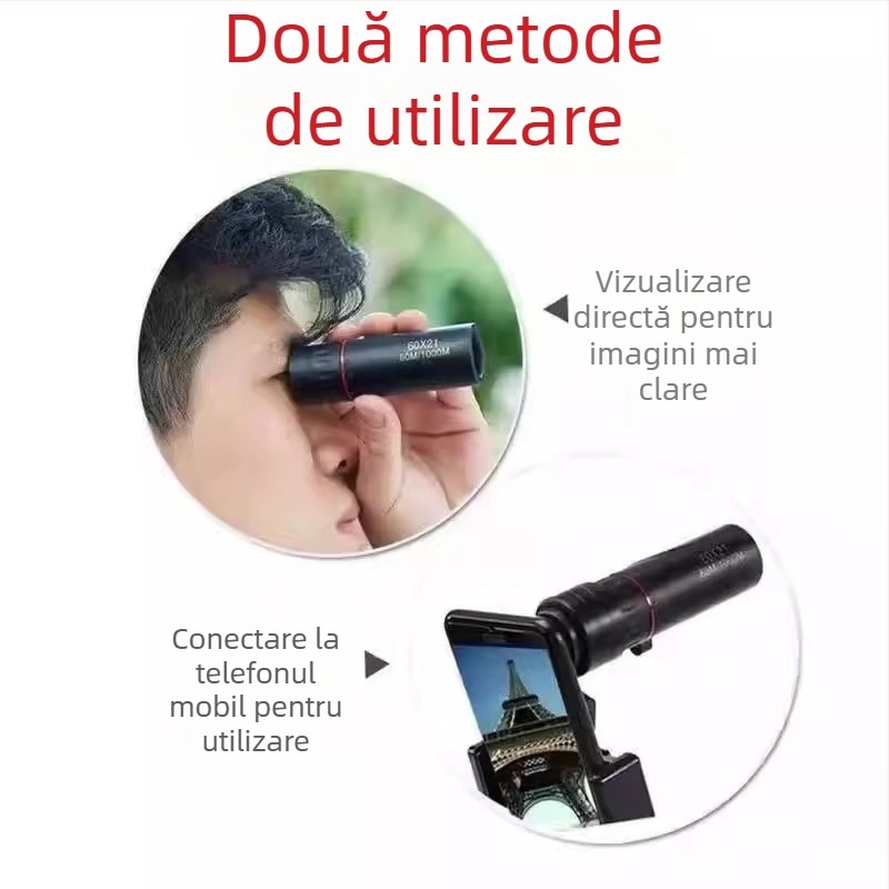 Telescop monocular 8x, imagine HD, vizionare nocturnă, fotografiere în aer liber