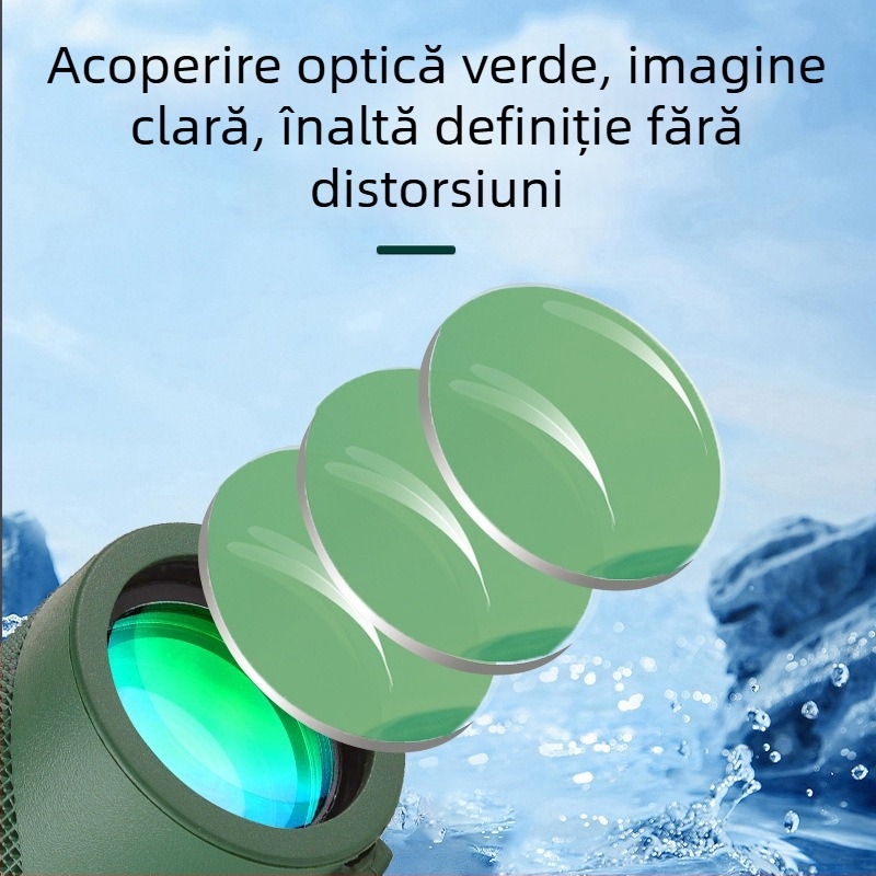 Telescop monocular verde, mărire 10x, optică de înaltă definiție, pentru observarea păsărilor în aer liber și fotografiere, ușor de purtat.