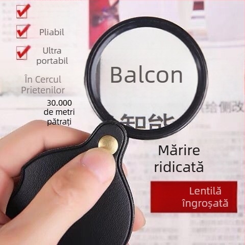 Lupă de mărire portabilă cu husă din piele, pentru citit cărți și ziare, potrivită pentru prezbiopie