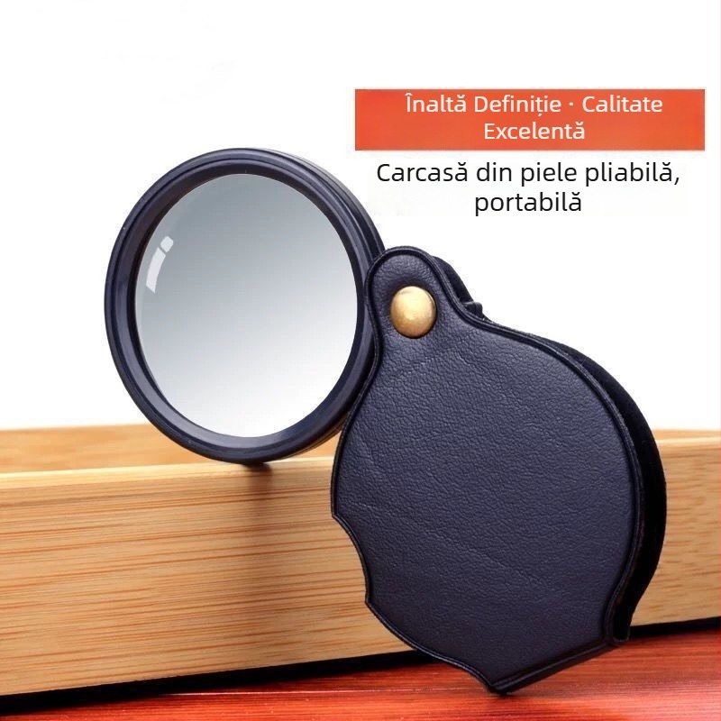 Lupă de mărire portabilă cu husă din piele, pentru citit cărți și ziare, potrivită pentru prezbiopie