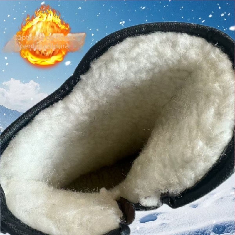 Papuci de iarnă pentru bărbați, cu fleece căptușit, înalți, impermeabili, antiderapante, groși.