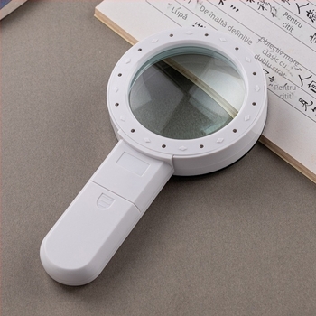 Lupa de mărire manuală 30x cu 12 LED, sticlă optică, pentru citire a persoanelor în vârstă, model 2288-85