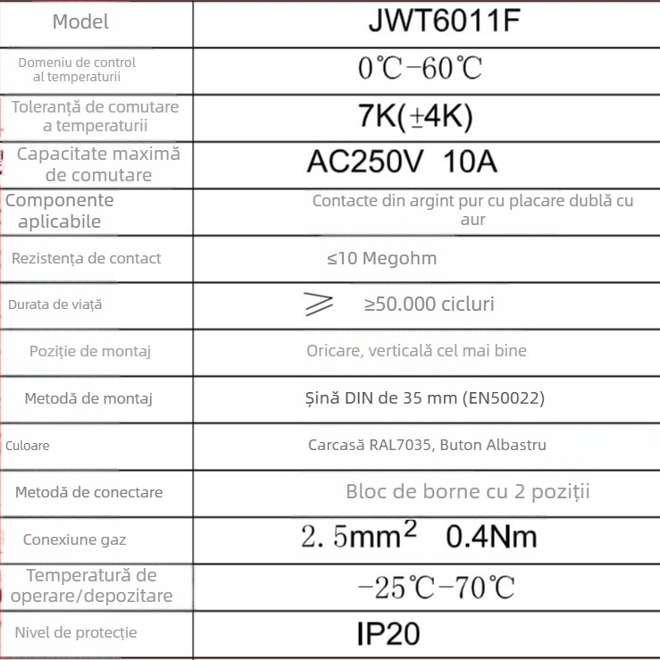 JWT6011 Controler temperatură și umiditate pentru dulap – Rip Electric, Reglare automată a temperaturii