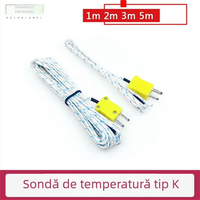 Senzor de temperatură tip K cu sondă de suprafață, senzor de temperatură expus, rezistent la temperaturi înalte, cablu de măsură de 1 m