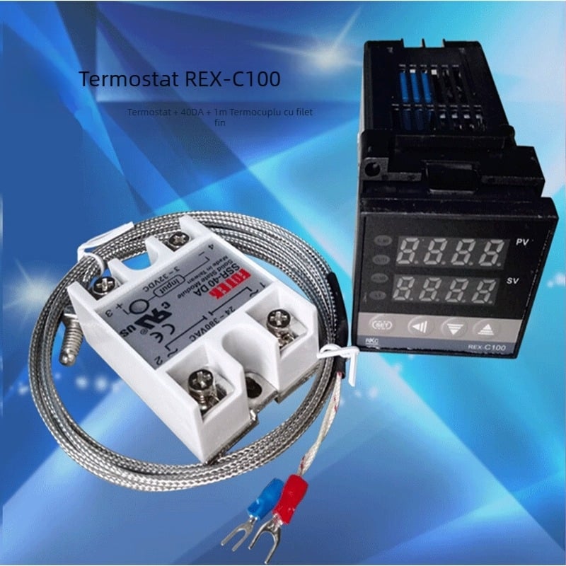 REX-C100 Regulator de temperatură cu sondă de temperatură și senzor de stare solidă, termostat electronic inteligent