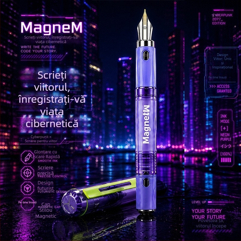 MP-2091 pix erasibil cu magneți pentru copii, stil cyberpunk, scriere lină, cartușe de cerneală înlocuibile și lubrifiant