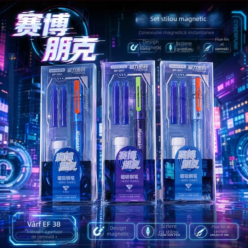 MP-2091 pix erasibil cu magneți pentru copii, stil cyberpunk, scriere lină, cartușe de cerneală înlocuibile și lubrifiant