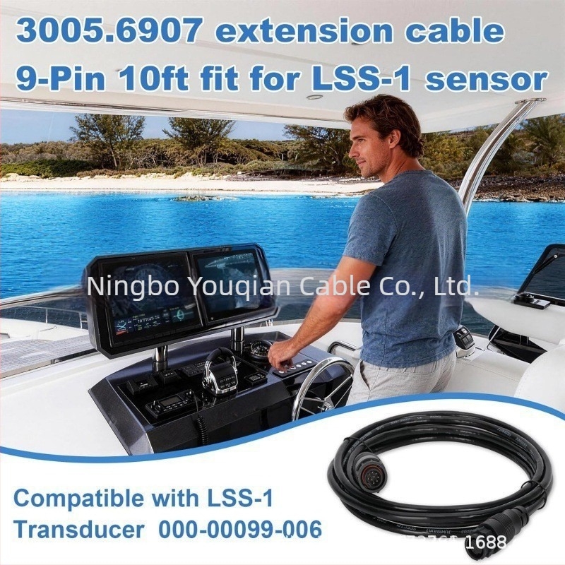 Cablu de extindere senzor cu 9 pini, 10 ft, impermeabil de nivel marinar, compatibil cu 3005.6907
