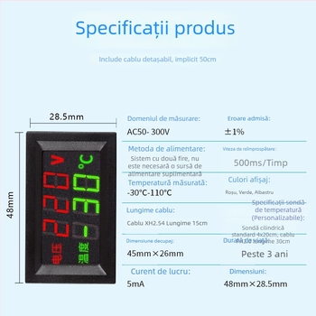 Termometru digital 220V AC, afișaj dual, senzor NTC industrial pentru măsurarea temperaturii