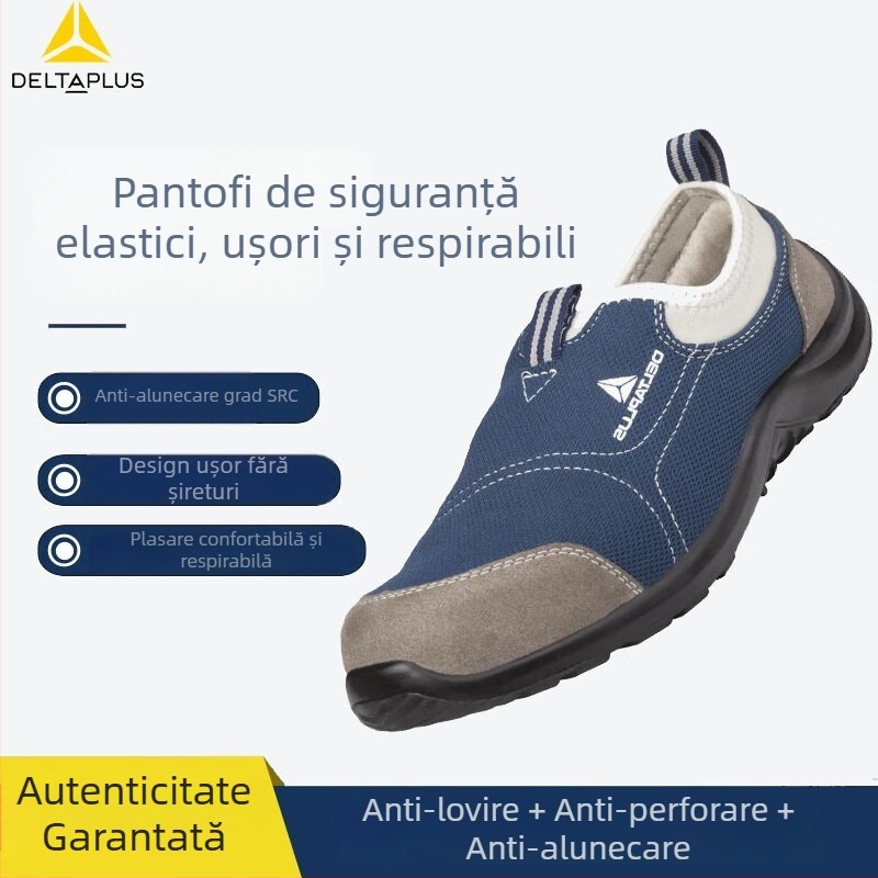 Delta 301216 Pantofi de muncă cu plasă, pentru bărbați, respirabili, cu vârf din oțel, antiderapante și rezistenți la perforare
