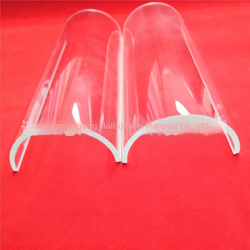Foaie de sticlă din cuarț curbată și semi-tub de cuarț transparent