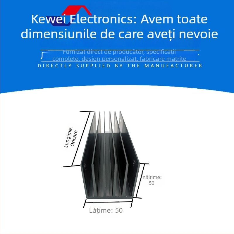 KW-703 Radiator LED din aliaj de aluminiu, 50×50×100 mm, răcire cu apă, placă ștanțată cu dinți densi