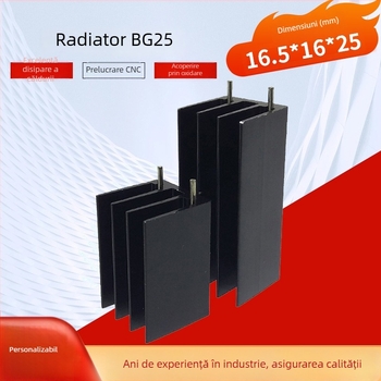 BG25 Radiator din aluminiu extrudat, putere mare, cu aripi, 16,5 x 16 x 25 mm, pentru CPU și răcire electronică