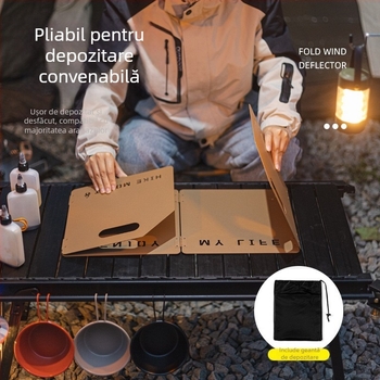 Scut de protecție împotriva vântului pentru camping și plite, pliabil, portabil
