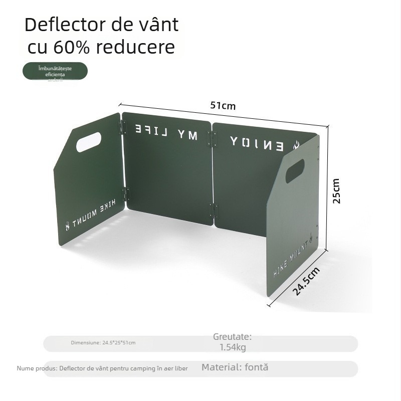 Scut de protecție împotriva vântului pentru camping și plite, pliabil, portabil