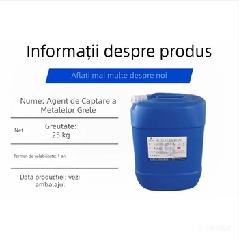 Agent solid pentru captarea metalelor grele din apa uzată a instalațiilor de electroplacare și a industriei de semiconductori; elimină cadmiu, nichel, cupru și taliu.