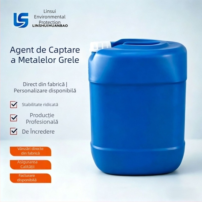 Agent solid pentru captarea metalelor grele din apa uzată a instalațiilor de electroplacare și a industriei de semiconductori; elimină cadmiu, nichel, cupru și taliu.