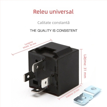 Releu auto JD1912, 12V/24V, 4 pini, bază metalică, normal deschis, 40A, pentru utilizare auto