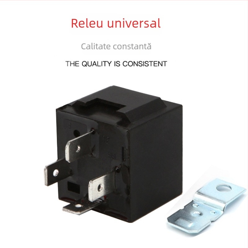 Releu auto JD1912, 12V/24V, 4 pini, bază metalică, normal deschis, 40A, pentru utilizare auto