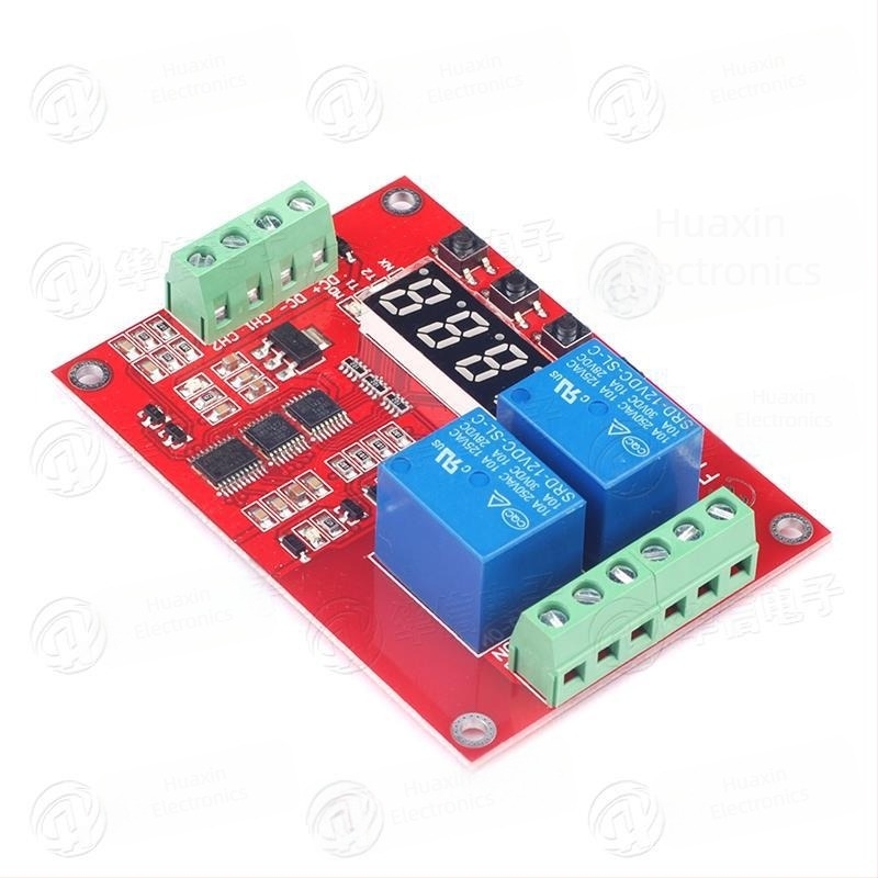 Modul cu două canale pentru releu electromagnetic, cu întârziere, blocare automată și temporizare ciclică, releu de timp 5V/12V/24V