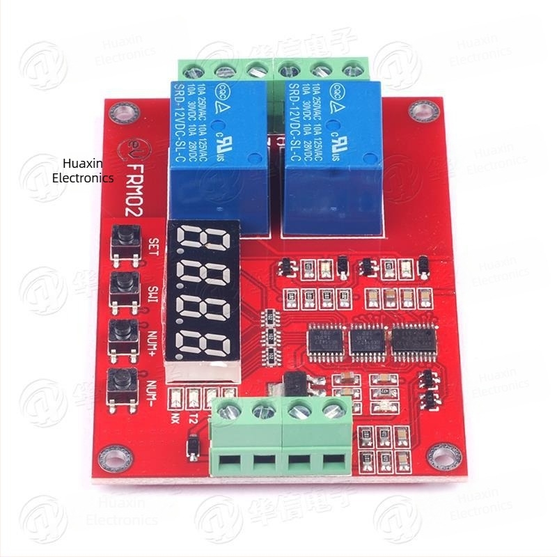 Modul cu două canale pentru releu electromagnetic, cu întârziere, blocare automată și temporizare ciclică, releu de timp 5V/12V/24V