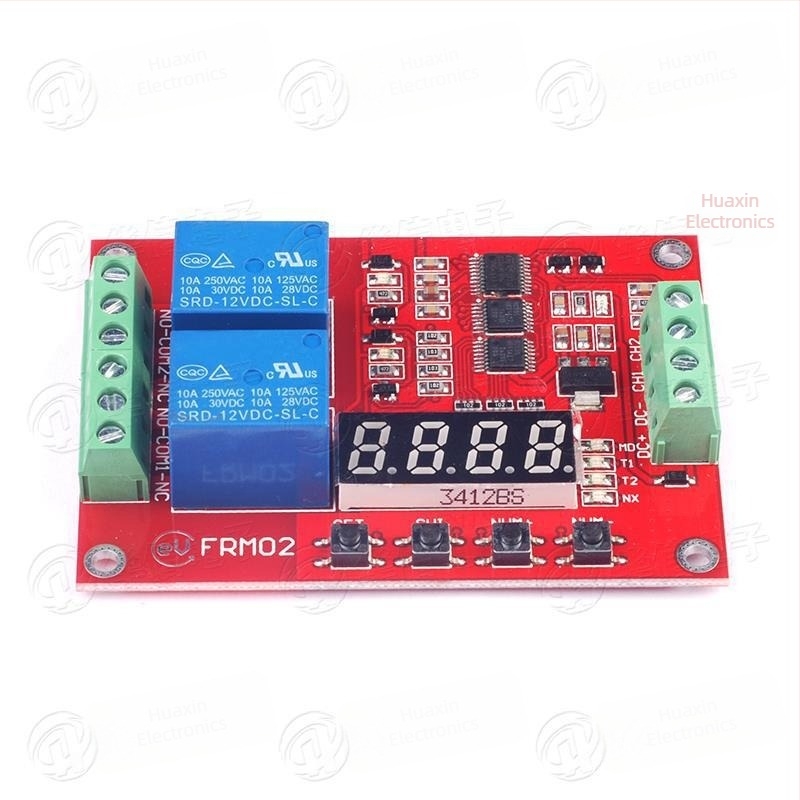 Modul cu două canale pentru releu electromagnetic, cu întârziere, blocare automată și temporizare ciclică, releu de timp 5V/12V/24V
