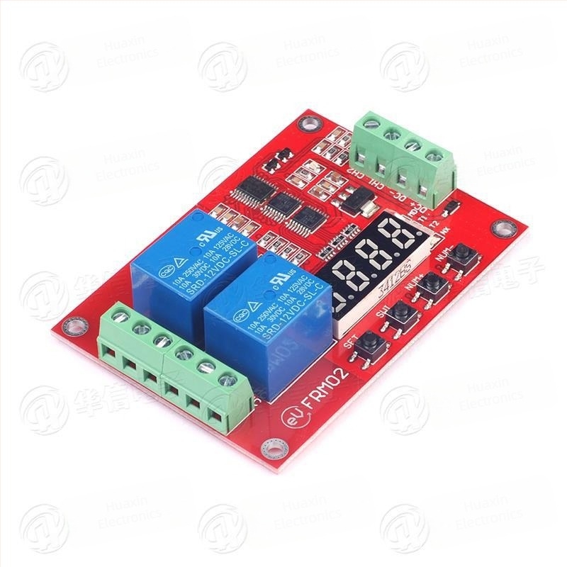 Modul cu două canale pentru releu electromagnetic, cu întârziere, blocare automată și temporizare ciclică, releu de timp 5V/12V/24V