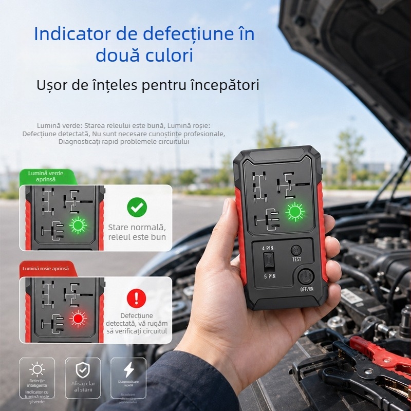 Detector relee auto USB, versiune 12V universal, sigur și stabil, baterie litiu portabilă, compatibil cu uneltele de service auto